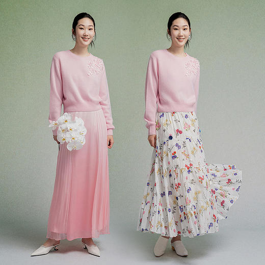 【林栖设计小店】【手工钉花】绵羊毛毛织上衣舒适2025秋季新款套头毛衣女F1953240 商品图2