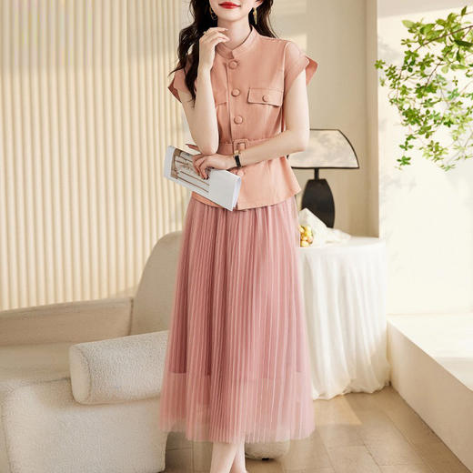 高级连衣裙夏小个子法式网纱裙子套装YBER2335 商品图2