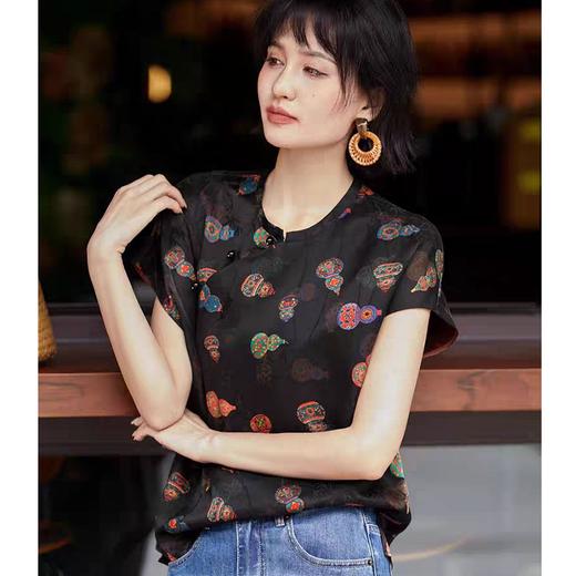 「福芦」花萝红云纱国风小衫【3-5天发货】 ， 纯植物染色+手工晾晒工艺，八宝葫芦纹，美炸了！ 商品图6