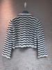 女款条纹圆领系扣针织开衫毛衣008 商品缩略图1