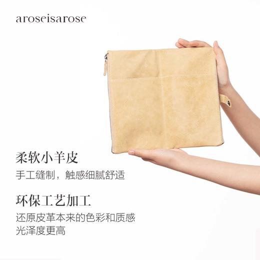 保税直发  Clairefontaine 羊皮单格扁平笔袋 黑色 /绒面羊皮双格扁平笔袋 米色 商品图2