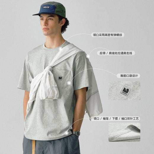 714street潮牌2024新款夏季索罗娜凉感短袖T恤男女情侣纯色打底衫 商品图3