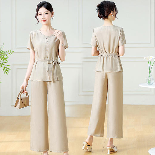 韩版系带气质优雅，妈妈装休闲两件套QYM-YXJY-725196 商品图0