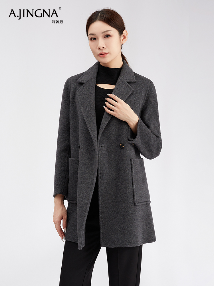 【商城同款】阿菁娜一手长百搭通勤羊毛大衣F30D211022