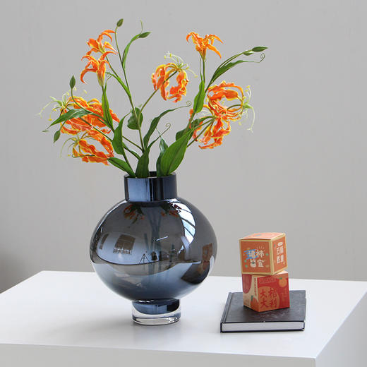 北欧圆球直口幻彩玻璃花瓶透明插花水养简约桌面小清新玻璃瓶 商品图3