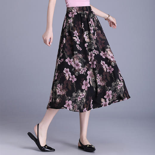 时尚印花中长款雪纺半身裙，韩版气质女士a字裙MYX-AS7333 商品图1