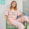【断码清仓】爱帝女式条纹印花短袖中裤家居套 商品缩略图0