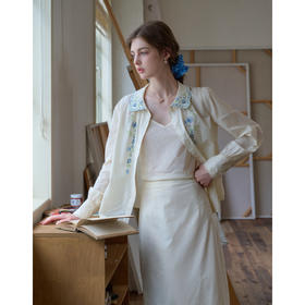 SimpleRetro全棉法式气质娃娃领彩绣套装裙