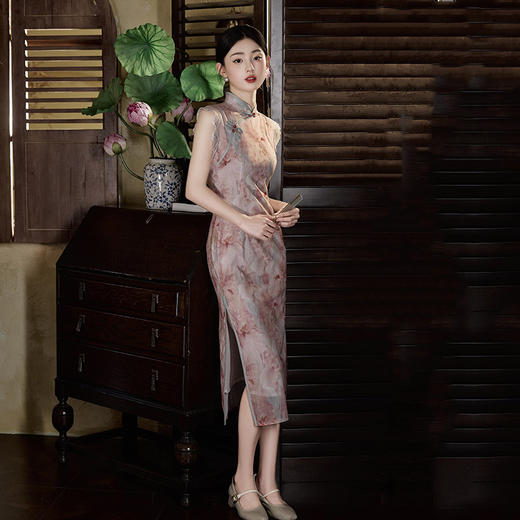 SC21788时尚改良年轻少女款中长款无袖旗袍2025夏新款新中式日常可穿旗袍 商品图3