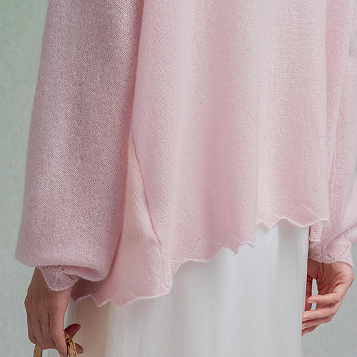 【林栖设计小店】生活在左波浪花边毛织外套温柔百搭宽松2025秋冬新款羊绒开衫女G1954107 商品图3