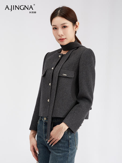 【商城同款】阿菁娜法式优雅短款小香风山羊绒外套F30D211027 商品图0