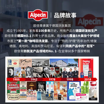 欧倍青（Alpecin）德国进口洗发水 C1咖啡因防掉发洗发露男女适用 250ml【两瓶装】 /个人护理 /洗发护发 /洗发水 商品图0