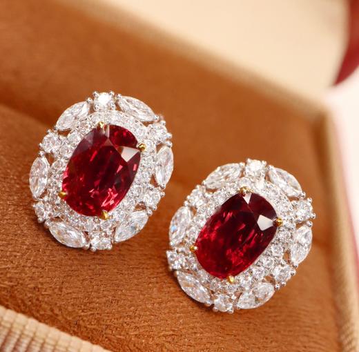 2.07ct刻面红宝石耳钉 商品图0
