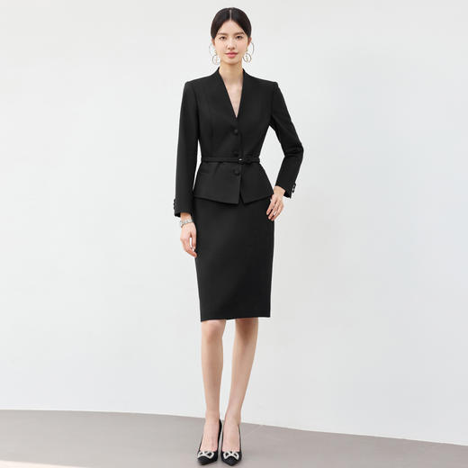 IWY/气质黑色英伦风西装半裙女秋冬长袖新款销售接待职业裙装25CS741 商品图3