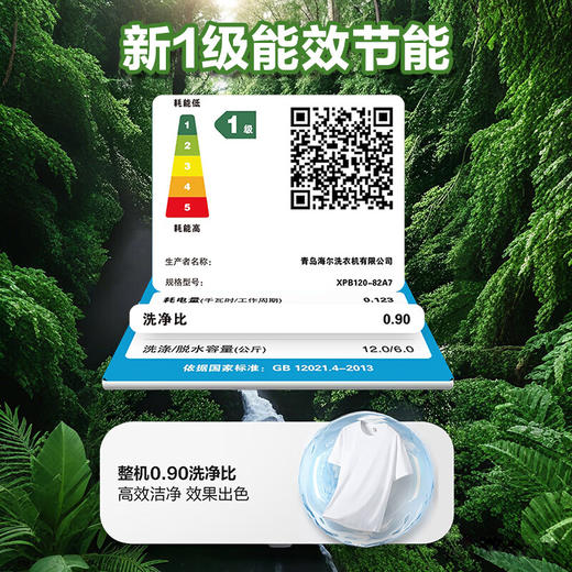海尔（Haier）洗衣机半自动双缸双桶筒12公斤大容量家用脱水甩干机双动力波轮洗脱分离操作简单【新品上市12KG】一级能效+新风系统+抗菌波轮XPB120-82A7 商品图2