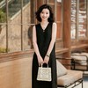 西子/【钢琴键】重工高温压褶立体收腰A摆无袖黑色连衣裙/CQTJ267 商品缩略图8