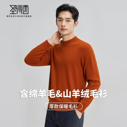 【含绵羊毛】圣得西男羊毛针织衫2025秋新款舒适商务轻奢百搭毛衣 商品图2