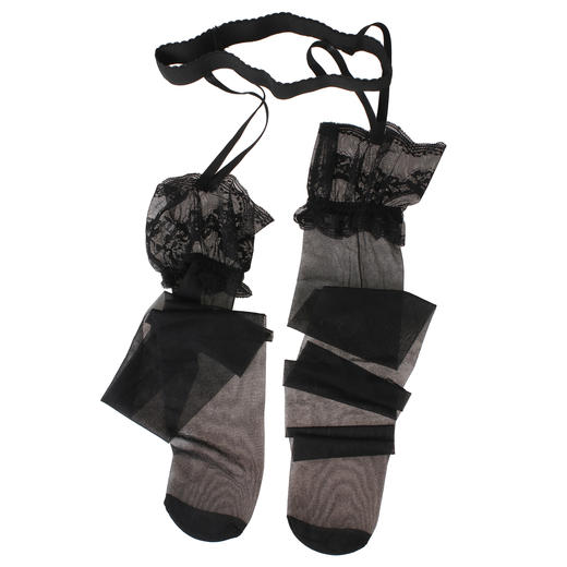 漫渺3D超薄款御姐吊带高筒袜蕾丝性感纯欲一体式花边长筒袜女情趣内衣 商品图2