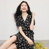 【周四狂欢价】熙世界2025年夏季新款复古黑色碎花连衣裙女高级感V领法式茶歇裙 商品缩略图1