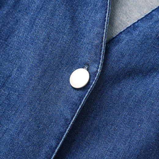 「高货wl」全新升级【铂金会员349/天猫469/差价120】(51757)洛诗琳优雅气质复古连衣裙2025夏季收腰V领莱赛尔牛仔裙女 商品图2