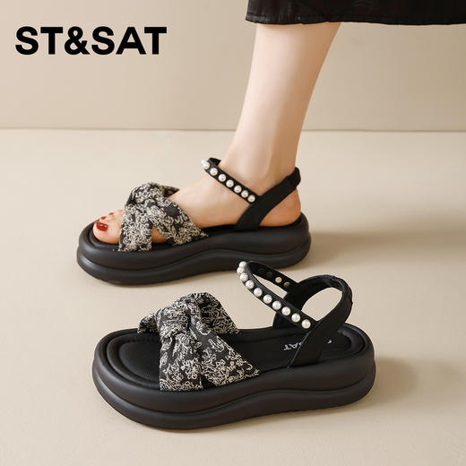 星期六蝴蝶结绝美厚底露趾凉鞋SSD2115T8M 商品图4