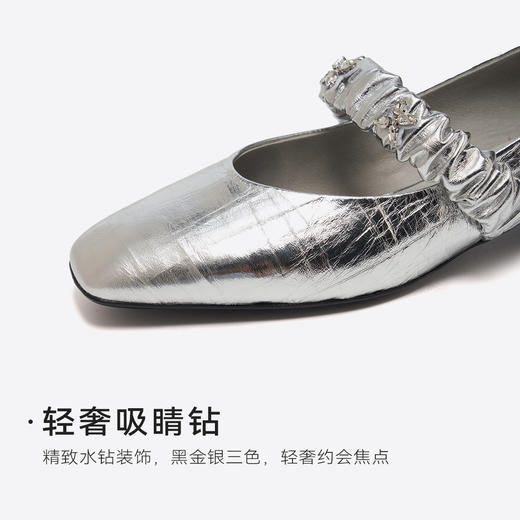 【金属风】星期六水钻褶皱搭扣方头玛丽珍SSD3111087 商品图12