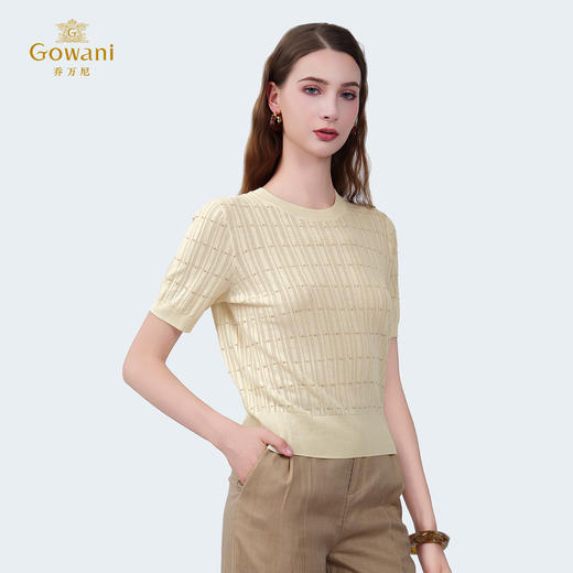 乔万尼新品金葱针织透气收腰T恤EZ2M118 商品图1