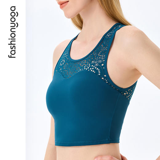 FC10256凡圣瑜伽运动背心女带胸垫短款专业防震网纱美背无袖t恤 商品图8