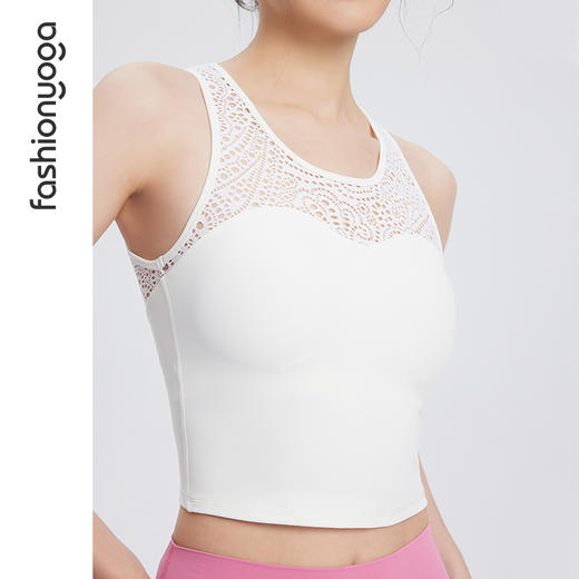 FC10256凡圣瑜伽运动背心女带胸垫短款专业防震网纱美背无袖t恤 商品图5
