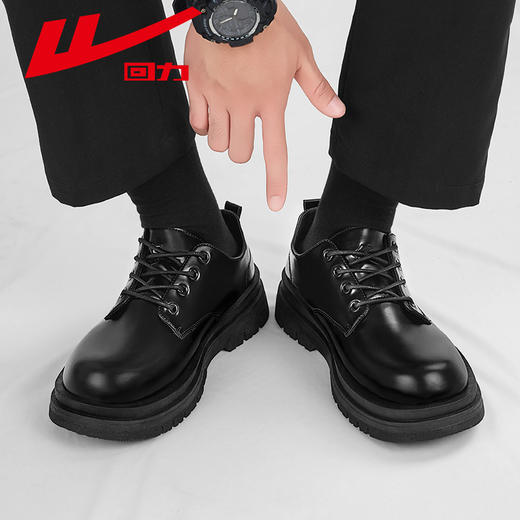 回力皮鞋男款夏商务正装休闲通勤马丁靴黑色大圆头工装厚底德比鞋WXP(WZ)-2636 商品图3