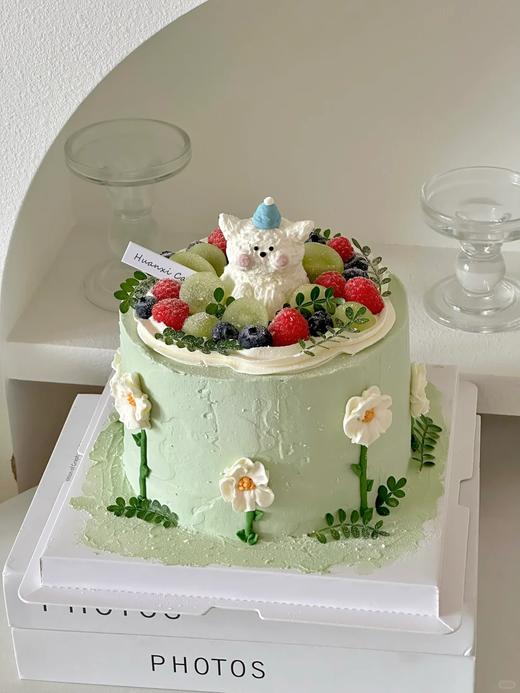 小花园水果卡通动物手绘蛋糕(按当季水果装饰)-低糖处理无添加 商品图0