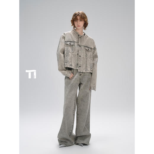 启世录TIWILLTANG“渐墨阈现”水洗牛仔夹克套装 商品图0