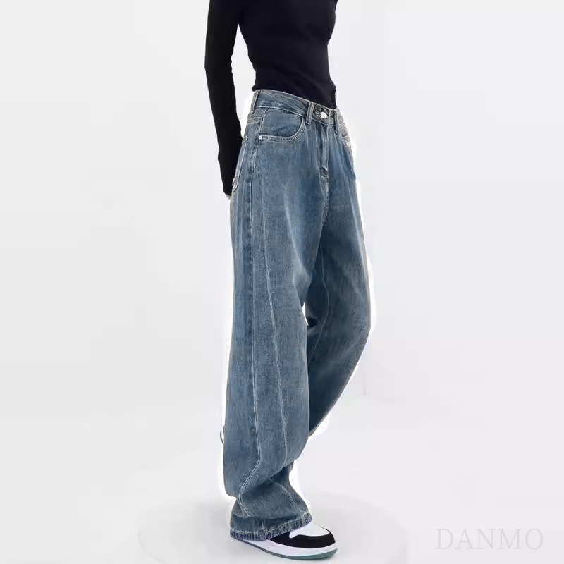优选丨「DANMO复古高腰直筒牛仔裤」品质舒适面料 藏肉巧治腿粗 拉长腿部比例 高腰显瘦 黄金腰臀比 宽松0束缚 自在更舒适