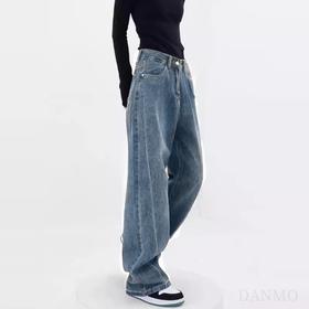 DANMO复古高腰直筒牛仔裤｜宽松0束缚，拉长腿部比例
