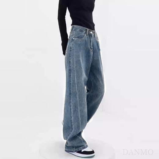 DANMO复古高腰直筒牛仔裤｜宽松0束缚，拉长腿部比例 商品图0