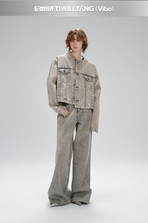 启世录TIWILLTANG“渐墨阈现”水洗牛仔夹克套装 商品图5