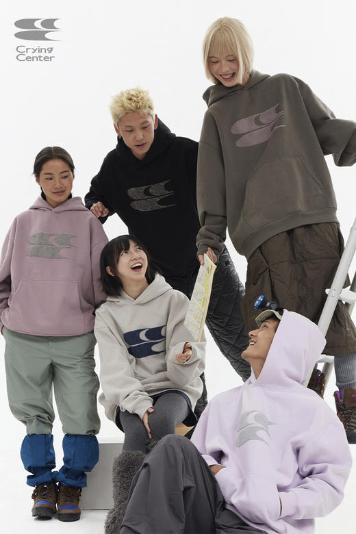 CryingCenter 24秋冬logo刺绣经典低饱和连帽加绒卫衣 哭喊中心 商品图1