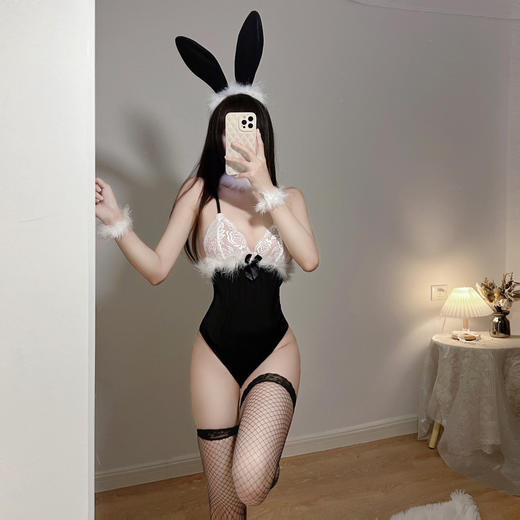 漫渺性感蕾丝毛绒兔女郎情趣内衣女连体衣挑逗制服诱惑激情开档套装 商品图3