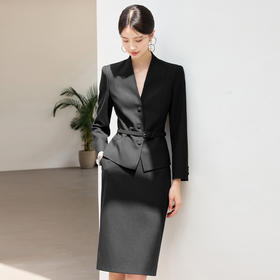 IWY/气质黑色英伦风西装半裙女秋冬长袖新款销售接待职业裙装25CS741