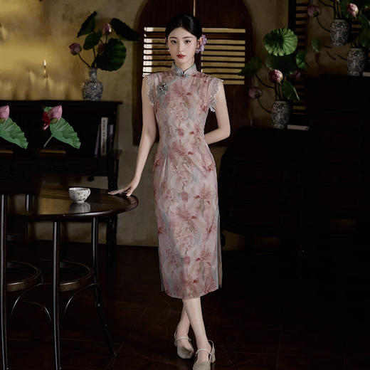 SC21788时尚改良年轻少女款中长款无袖旗袍2025夏新款新中式日常可穿旗袍 商品图1