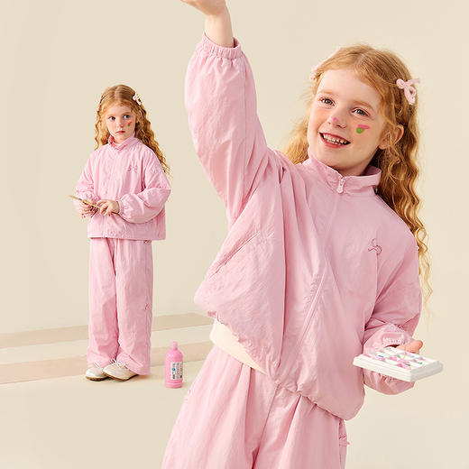 【甜美蝴蝶结】迷你巴拉女童套装儿童宽松开襟上衣长裤两件套 商品图2