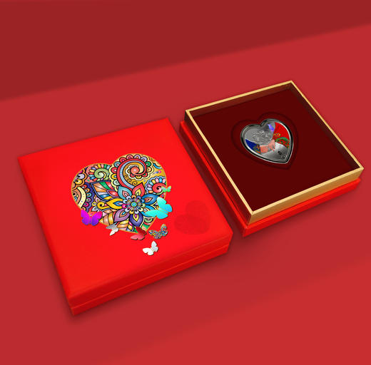 【七夕好礼】百年好合心形镀银章 带礼盒包装 商品图2