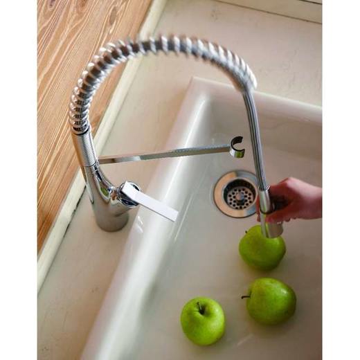 日本三荣SANEI高抛鹅颈型中岛混合水抽拉厨房龙头 K8731JV-13 商品图2