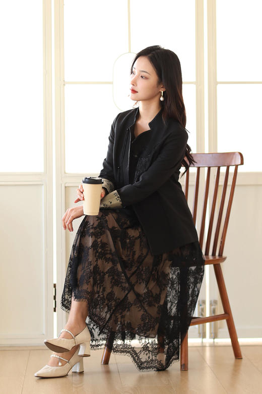 逸红颜明月优选#『暮朝歌』宫廷御制·墨竹手工珠绣亮片绣 直角斜襟西装 商品图10