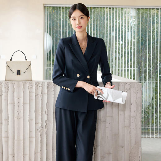 IWY/藏青色气质干练西装套装女正式场合接待销售职业装总裁正装WCP093 商品图5