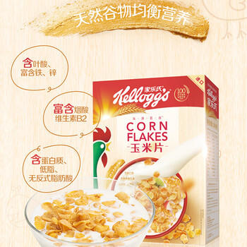 家乐氏（Kellogg）进口玉米片500g/盒大包低脂麦片谷物圈冲泡即食营养谷物早餐代餐 /水饮冲调 /冲饮谷物 /麦片 商品图2