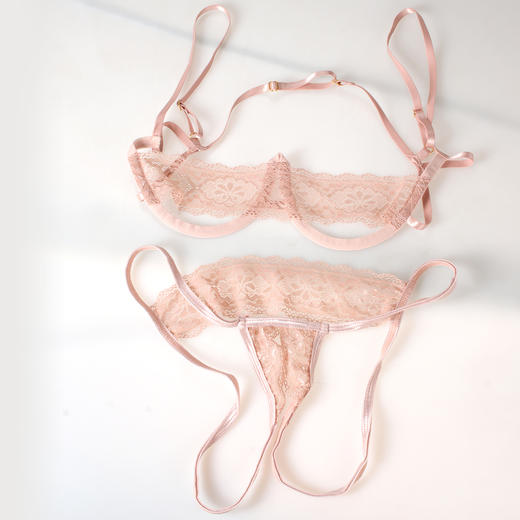 漫渺性感蕾丝钢托三点式情趣内衣开档免脱床上激情透视火辣诱惑套装女 商品图2