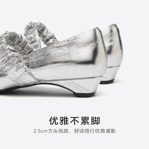 【金属风】星期六水钻褶皱搭扣方头玛丽珍SSD3111087 商品图13