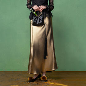 【林栖设计小店】生活在左金缎鱼尾半身裙高腰修身优雅2025秋季新款裙子女1953102