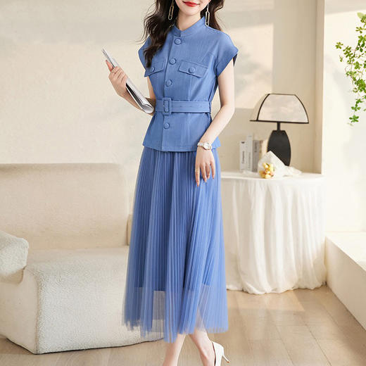 高级连衣裙夏小个子法式网纱裙子套装YBER2335 商品图1